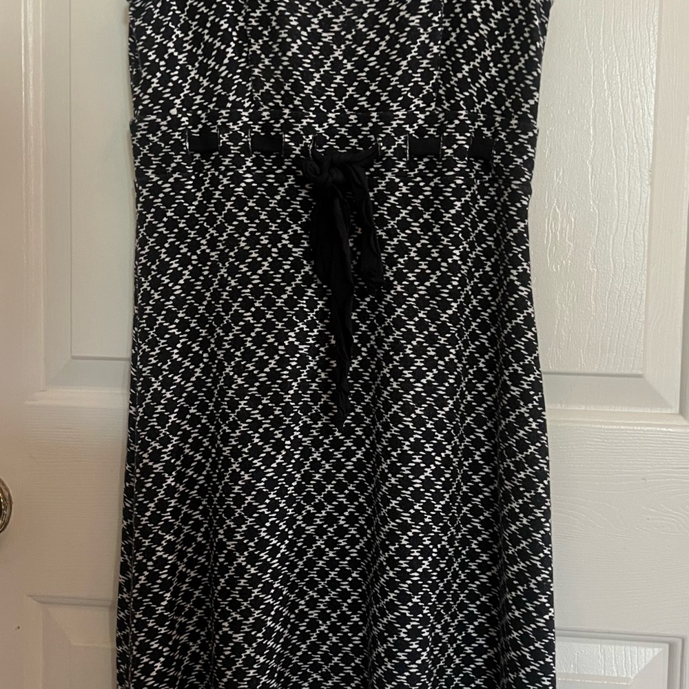 LOFT Black and White Strapless Sundress